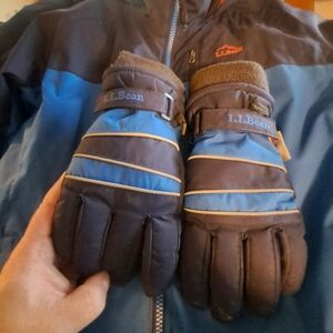 L.L. Bean Boy's Blue and Brown Winter Gloves